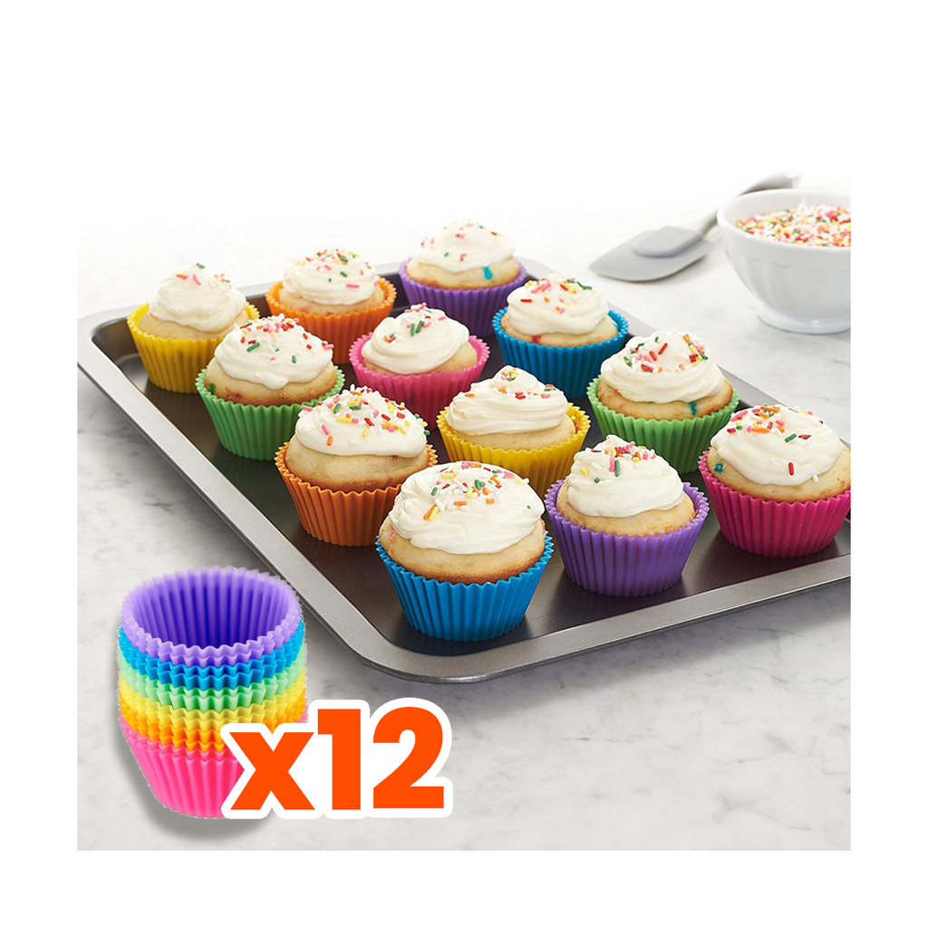 X100 Moldes Silicona Goma Horno Muffins Cupcakes X12 Mayor