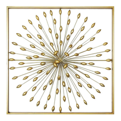 Quadro Decorativo 70cm Metal Dourado Abstratos Pavão