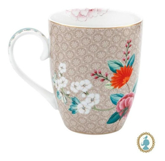 Conjunto 06 Canecas Porcelana Marrom Passarinho E Flor