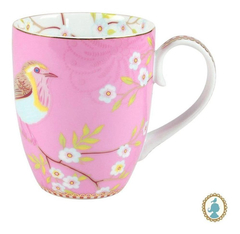 Conj. 06 Canecas Porcelana Rosa Flores Passaro - comprar online