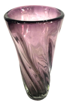 Vaso Murano Roxo Translúcido 32cm Lindo Design Lapidado - loja online