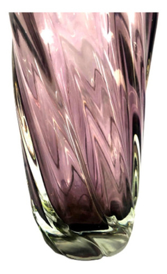 Vaso Murano Roxo Translúcido 32cm Lindo Design Lapidado