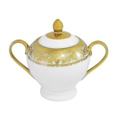 Jogo De Jantar 81 Pçs Porcelana Off White Florais Ouro - LUXdécor