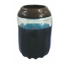 Vaso Murano Azul Detalhes Incolor Dourado Original - comprar online