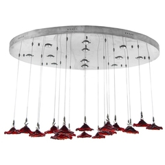 Lustre Redondo Contemporaneo Murano Rosas Vermelhas - comprar online