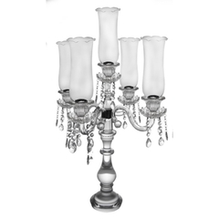 Candelabro Com Cupulas E Base Em Cristal E Pingentes - comprar online