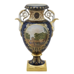 Ânfora Porcelana Nobre Ouro Prensado Pintura Rica Detalhes