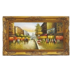 Quadro Pintura Óleo Paris Moldura Classica Trabalhada - comprar online