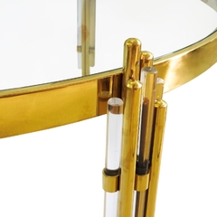 Mesa De Centro 103cm Metal Dourado Pés Triplo na internet