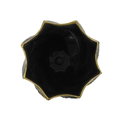 Vaso Maior Porcelana Preto Interior Dourado Design Moderno - comprar online