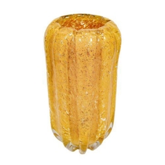 Vaso Murano Alto Amarelo Sinuoso Design c Pigmentos Luxo