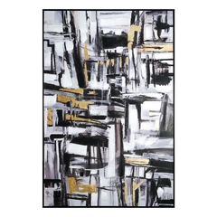 Quadro Gigante Abstrato Impresso Em Canvas Dourado