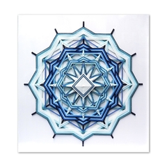 Quadro Moderno Design Mandala Feito C Barbante Azul