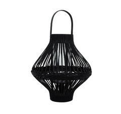 Lanterna Decorativo Rattan Preto Fino Acabamento - LUXdécor