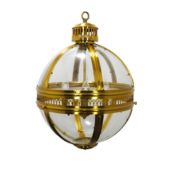 Lustre Menor Metal Dourado Globo E Cristal Fino Acabamento