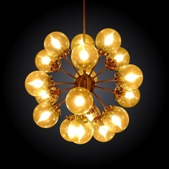 Lustre Com Pendentes Redondo Moderno Metal Dourado na internet