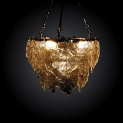 Lustre Metal Dourado Com Cristal Folhas Alta Decoração na internet