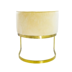 Poltrona Moderna Metal Dourado Estofado Creme Luxo - comprar online