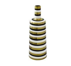 Vaso Decorativo Ceramica Listras Redondas Branco Dourado - comprar online