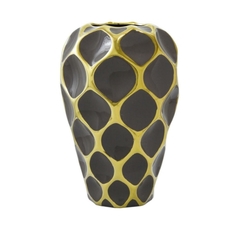 Vaso Decorativ Menor Ceramica Marrom e Dourado Contemp. Luxo na internet