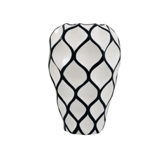 Vaso Cerâmica Menor Branco Detalhes Preto Moderno Impecavel - comprar online