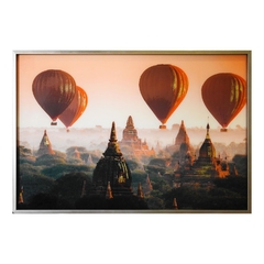 Quadro Foto De Balões Bagan Relevo Dourado Moldura