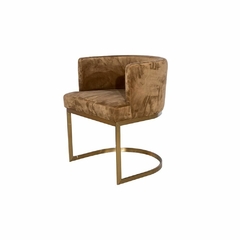 Poltrona Decorativa Marrom Moderno Metal Dourado Primeira Linha