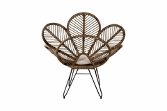 Poltrona Flower Base Metal Rattan Natural Feito a Mão - comprar online