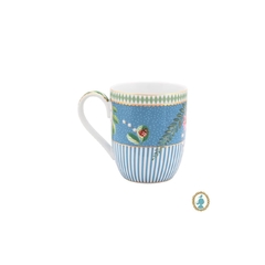 Par De Canecas Porcelana Azul Listras E Flores - comprar online