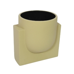 Vaso Contemporaneo C Base Ceramica Bege Nobre Impecavel