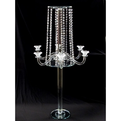 Candelabro Cristal 6 Pontas Com Suporte Pingentes