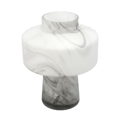 Vaso Contemporaneo Cristal Fosco Branco Marmorizado