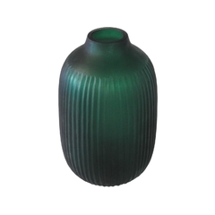 Vaso Cristal Verde Lapidados Verde 28x17cm Alta Decoração