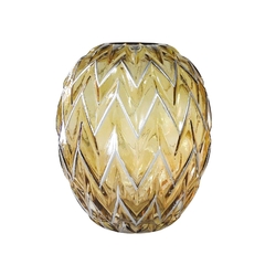 Vaso Decorativo Menor Cristal Âmbar Lapidado Zig Zag - comprar online