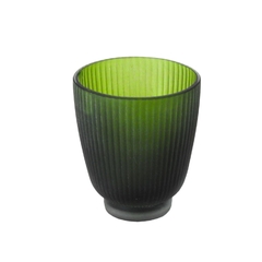 Vaso Cristal Medio Verde Lapidado Vertical Fino Acabamento