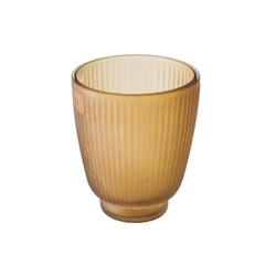 Vaso Cristal Medio Marrom Lapidado Vertical Fino Acabamento