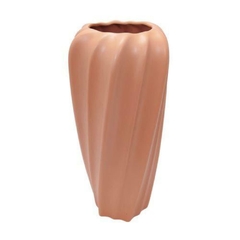 Vaso Decorativo Maior Ceramica Rosê Ondulados Diagonais Impecavel