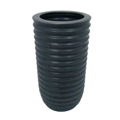 Vaso Ceramica Preta Menor Todo em Relevo Horizontal Impecavel