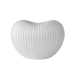 Vaso Ceramica Branco Ondulado Interior Oval Luxo na internet