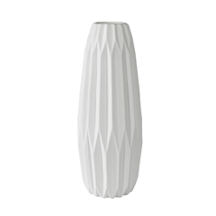 Vaso Ceramica 41x13cm Nobre Branco Relevo Vertical Luxo na internet