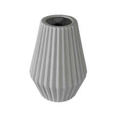 Vaso Ceramica Maior Nobre Cinza Relevo Vertical