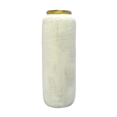 Vaso Decorativo 40x15cm Ceramica Branco E Dourado na internet