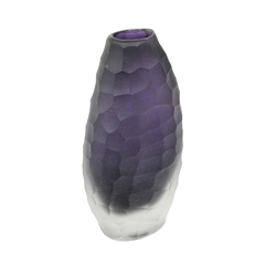 Vaso Decorativo Cristal Violeta Design Lapidado Relevo