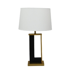 Abajur 70cm Moderno Base Preta C Metal Dourado