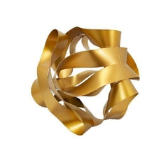 Escultura Abstrato Metal Dourado Decorativo Entrelaços Luxo