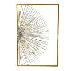 Quadro Escultura Parede Meio Ouriço Metal Dourado Luxo