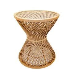 Mesinha Decorativa Bambu Acinturada Design Trançado Redondo - comprar online