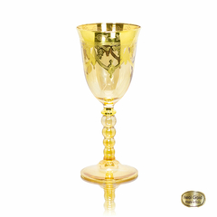 Taça pra Vinho Âmbar Cristal Italiano Ouro Prensado Guirlandas Fino Acabamento