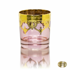 Copo Whisky Cristal Italiano Rosa Ouro Prensado Design Classico