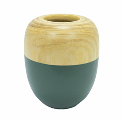 Vaso Fibra Natural Menor Redondo Marrom Verde Escuro